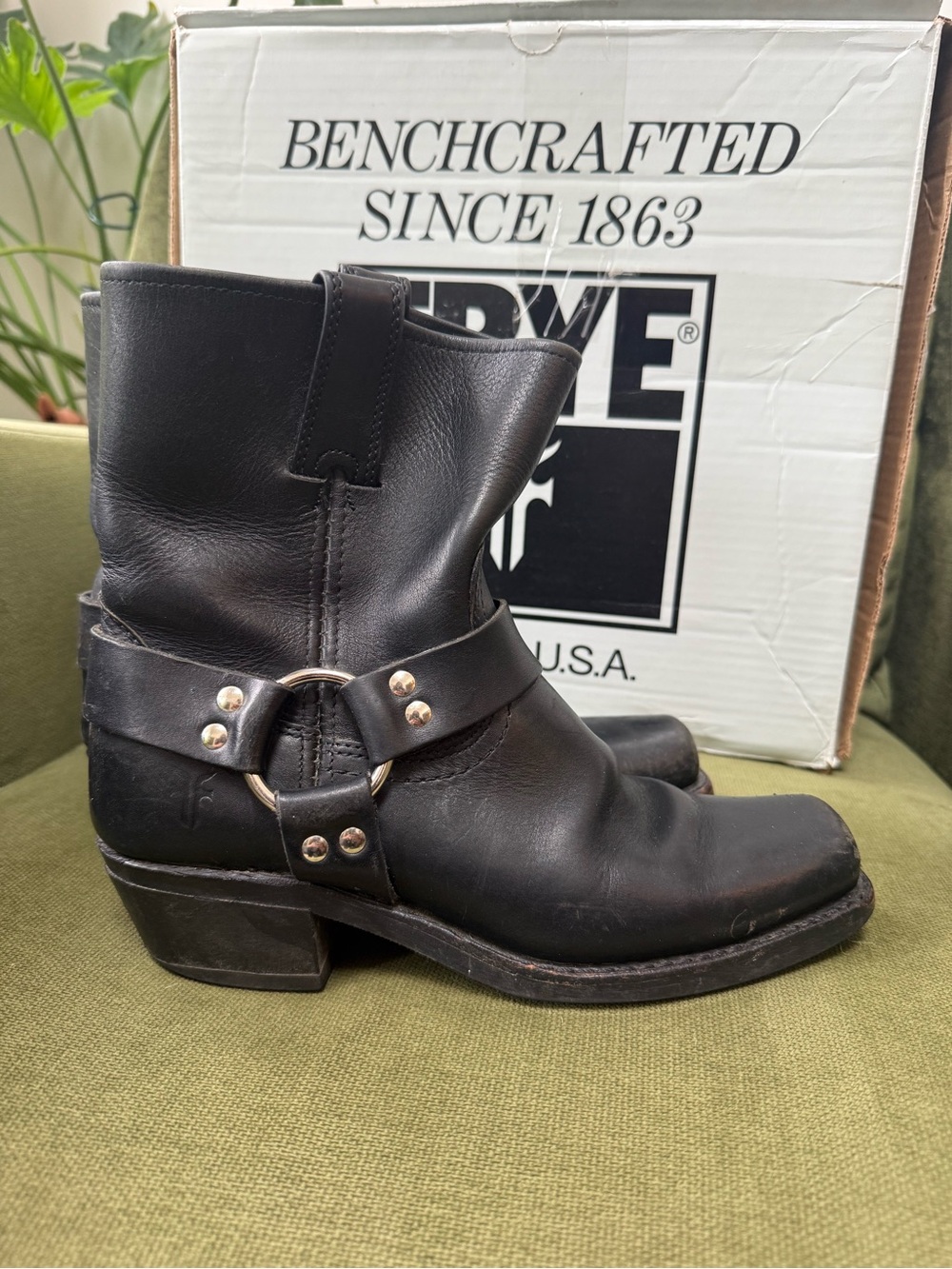 Frye Black 8R Harness Moto Boots Women’s 8 Model 77455